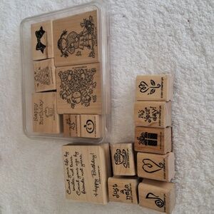 15 Wooden Rubber Stamp Birthday And Fall Theme